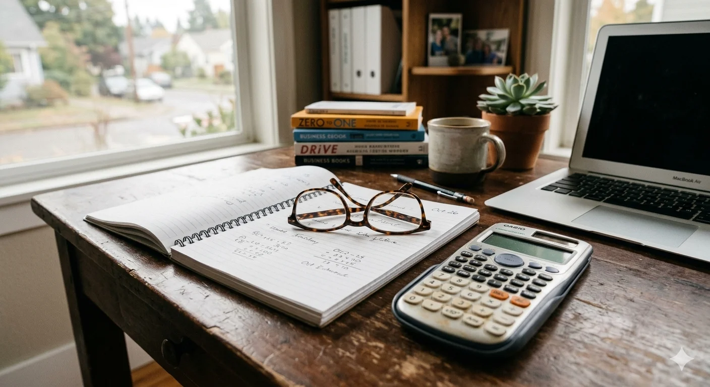 A professional workstation prepared for a detailed business valuation hickory report analysis.