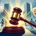 What is a TRO in business: Courtroom gavel shielding US corporate assets from legal threats in dramatic business protection scene.